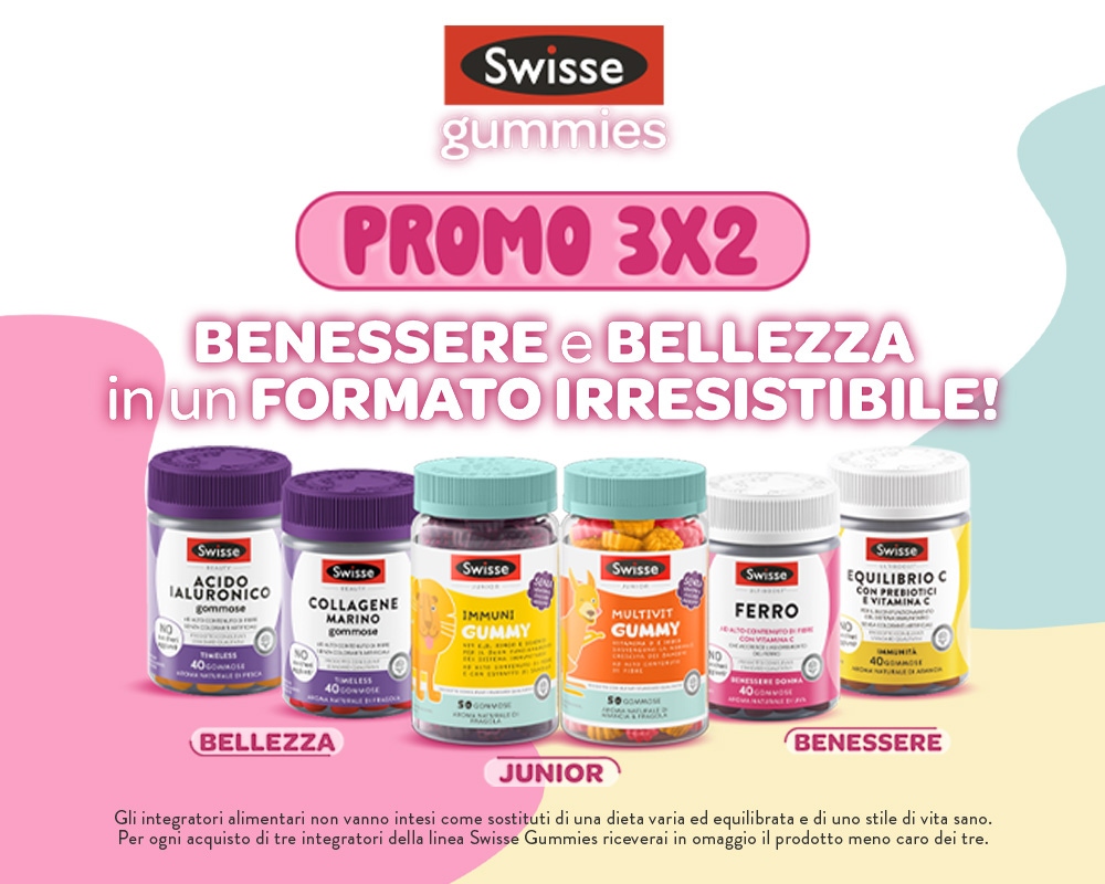 Promo 3x2 Swisse: acquista 3 prodotti, il meno caro è in regalo